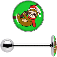 Load image into Gallery viewer, Santa Sloth Holiday Barbell Tongue Ring by Onyx O
