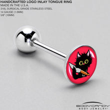 Load image into Gallery viewer, Stabby Cat Barbell Tongue Ring by Onyx O

