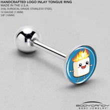 Load image into Gallery viewer, Burning Marshmallow Barbell Tongue Ring by Onyx O
