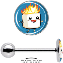 Load image into Gallery viewer, Burning Marshmallow Barbell Tongue Ring by Onyx O
