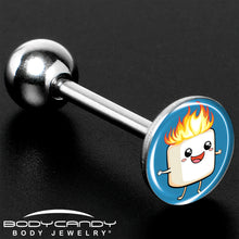 Load image into Gallery viewer, Burning Marshmallow Barbell Tongue Ring by Onyx O
