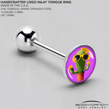 Load image into Gallery viewer, Sunflower Cactus Barbell Tongue Ring by Onyx O
