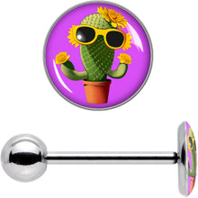 Load image into Gallery viewer, Sunflower Cactus Barbell Tongue Ring by Onyx O
