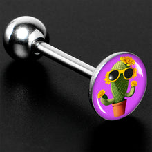 Load image into Gallery viewer, Sunflower Cactus Barbell Tongue Ring by Onyx O
