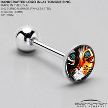 Load image into Gallery viewer, Colorful Trippy Cat Barbell Tongue Ring by Onyx O
