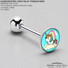 Load image into Gallery viewer, Rainbow Unicorn Barbell Tongue Ring by Onyx O
