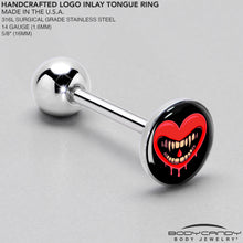 Load image into Gallery viewer, Valentine Heart Vampire Barbell Tongue Ring
