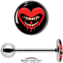Load image into Gallery viewer, Valentine Heart Vampire Barbell Tongue Ring
