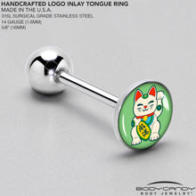 Load image into Gallery viewer, Waving Cat Barbell Tongue Ring by Onyx O
