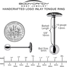 Load image into Gallery viewer, Black White Winged Cross Barbell Tongue Ring by Onyx O
