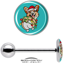 Load image into Gallery viewer, Christmas Holiday Lights Corgi Dog Barbell Tongue Ring by Onyx O
