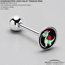 Load image into Gallery viewer, Christmas Holiday Dinosaur Barbell Tongue Ring by Onyx O
