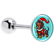 Load image into Gallery viewer, Christmas Holiday Weiner Dog Barbell Tongue Ring by Onyx O
