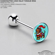 Load image into Gallery viewer, Christmas Holiday Weiner Dog Barbell Tongue Ring by Onyx O
