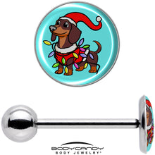 Load image into Gallery viewer, Christmas Holiday Weiner Dog Barbell Tongue Ring by Onyx O
