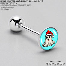 Load image into Gallery viewer, Holiday Christmas Spirit Ghost Barbell Tongue Ring by Onyx O
