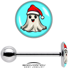 Load image into Gallery viewer, Holiday Christmas Spirit Ghost Barbell Tongue Ring by Onyx O
