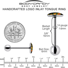 Load image into Gallery viewer, Christmas Holiday Pizza Tree Barbell Tongue Ring by Onyx O
