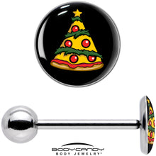 Load image into Gallery viewer, Christmas Holiday Pizza Tree Barbell Tongue Ring by Onyx O
