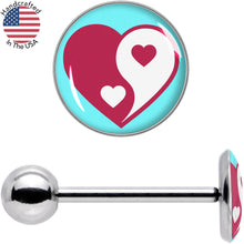 Load image into Gallery viewer, Love Yin Yang Heart Barbell Tongue Ring by Onyx O
