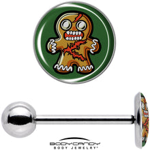 Load image into Gallery viewer, Christmas Holiday Zombie Gingergread Man Barbell Tongue Ring by Onyx O
