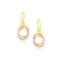 Load image into Gallery viewer, 14k Tri-Color Gold Open Entwined Ring Earrings

