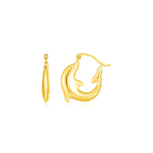 Load image into Gallery viewer, 14K Yellow Gold Dolphin Hoop Earrings
