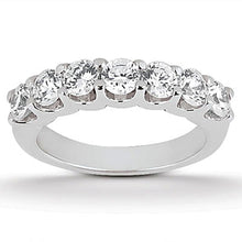 将图片加载到图库查看器，14k White Gold Diamond Scalloped Shared U Prong Setting Wedding Ring Band
