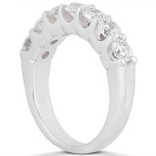 将图片加载到图库查看器，14k White Gold Diamond Scalloped Shared U Prong Setting Wedding Ring Band
