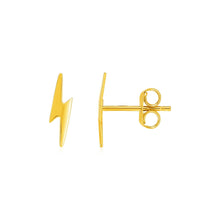 将图片加载到图库查看器，14k Yellow Gold Post Earrings with Lightning Bolts
