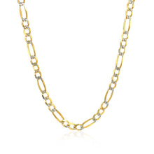 将图片加载到图库查看器，4.0mm 14K Yellow Gold Solid Pave Figaro Chain
