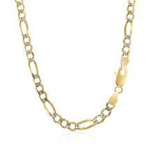 将图片加载到图库查看器，4.0mm 14K Yellow Gold Solid Pave Figaro Chain
