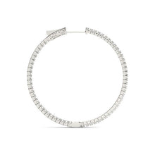 Load image into Gallery viewer, 14k White Gold Slim Two Sided Diamond Hoop Earrings (1 1/2 cttw)
