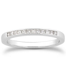 Load image into Gallery viewer, 14k White Gold Channel Set Princess Diamond Wedding Ring Band
