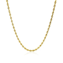 将图片加载到图库查看器，2.5mm 10k Yellow Gold Solid Diamond Cut Rope Chain
