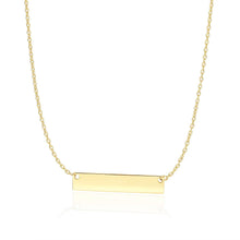 Load image into Gallery viewer, 14k Yellow Gold Smooth Flat Horizontal Bar Style Necklace
