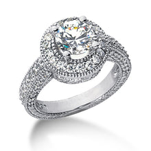 Load image into Gallery viewer, 14k White gold Vintage Halo Diamond Semi-Mount
