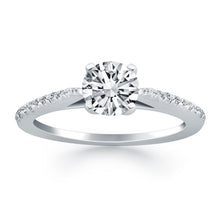 将图片加载到图库查看器，14k White Gold Micro Prong Diamond Cathedral Engagement Ring
