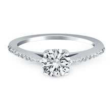 将图片加载到图库查看器，14k White Gold Micro Prong Diamond Cathedral Engagement Ring
