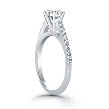 将图片加载到图库查看器，14k White Gold Micro Prong Diamond Cathedral Engagement Ring
