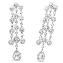Load image into Gallery viewer, 18K White Gold 4 3/4 Cttw Diamond Double Teardrop Waterfall Dangle Earrings (H-I Color, VS1-VS2 Clarity)

