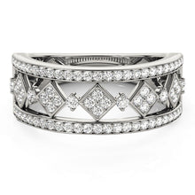 将图片加载到图库查看器，Diamond Studded Square Motif Ring in 14k White Gold (1/2 cttw)
