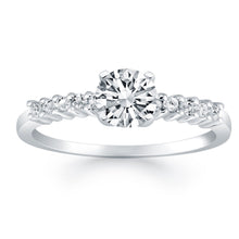 将图片加载到图库查看器，14k White Gold Shared Prong Accent Diamond Engagement Ring
