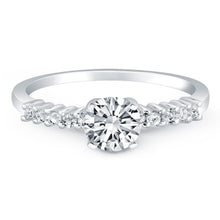 将图片加载到图库查看器，14k White Gold Shared Prong Accent Diamond Engagement Ring
