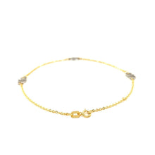 Load image into Gallery viewer, 14k Two Tone Gold Entwined Heart Stationed Anklet
