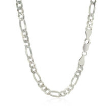 Load image into Gallery viewer, Rhodium Plated 5.5mm Sterling Silver Figaro Style Chain
