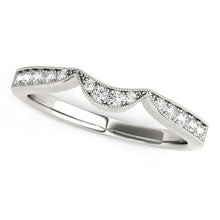 Load image into Gallery viewer, 14k White Gold Milgrained Curved Wedding Diamond Band (1/6 cttw)
