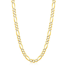 将图片加载到图库查看器，6.0mm 14K Yellow Gold Solid Pave Figaro Chain
