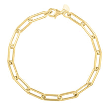 Load image into Gallery viewer, 14k Yellow Gold Long Domed Paperclip Chain Bracelet (4.80 mm)

