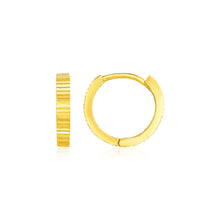 Load image into Gallery viewer, 14k Yellow Gold Petite Round Hoop Earrings with Straight Texture

